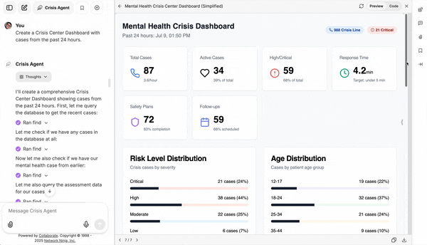 Screenshot of Collaborate agent running a report.