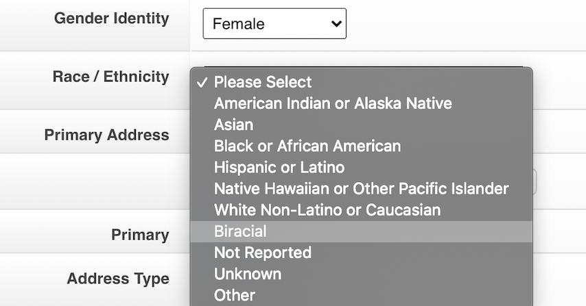 Dropdown select in a form.