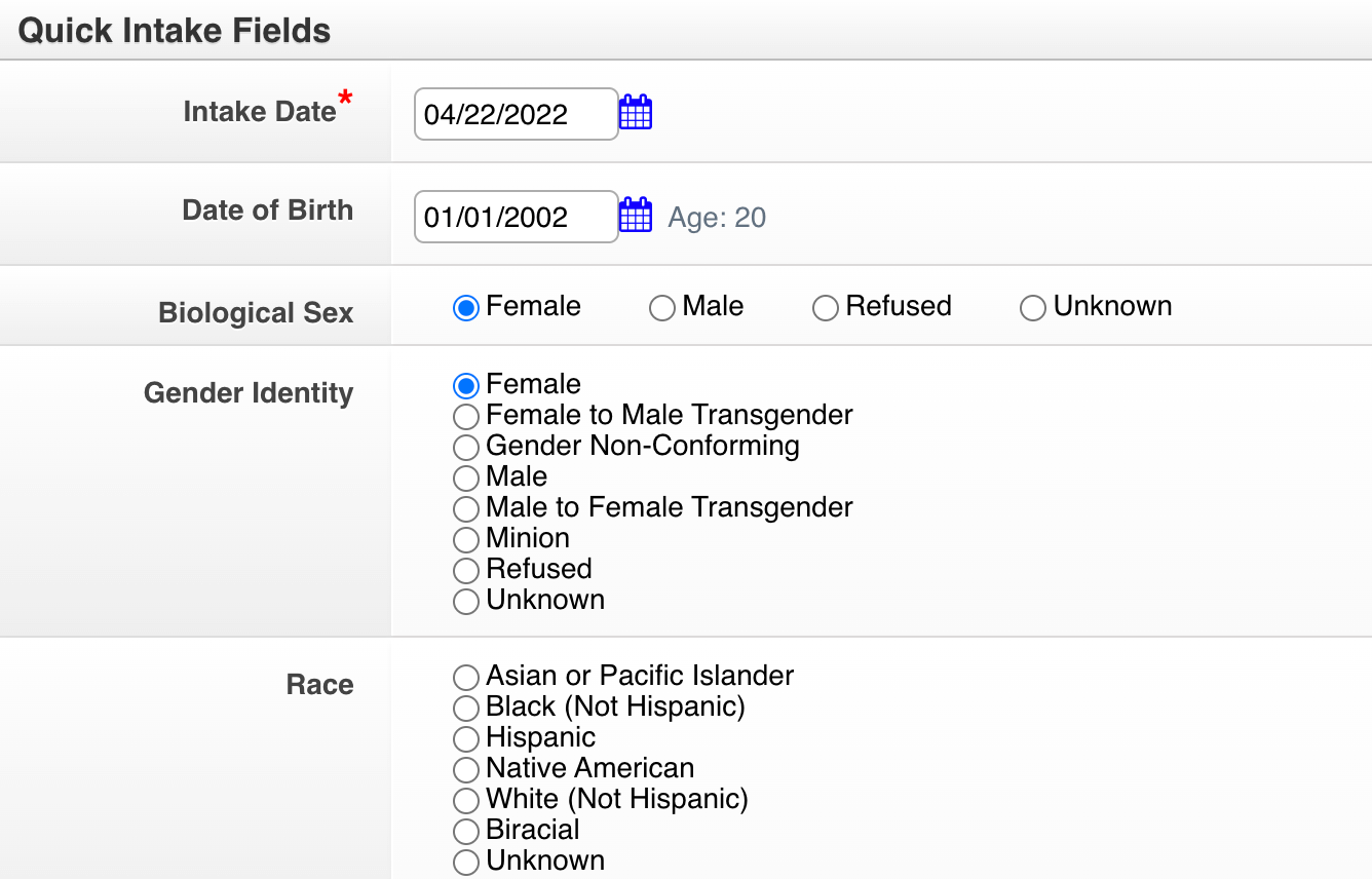 Hotline intake form screenshot.