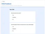 A Child Feedback survey in Collaborate asking whether the child felt safe at the center and whether staff explained the forensic interview