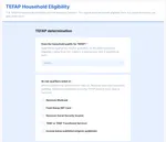 The TEFAP household eligibility form in Collaborate: whether the household qualifies, and the at-risk qualifiers the determination rests on, such as Medicaid, SNAP EBT, Social Security income or TANF