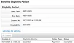 Eligibility periods screenshot.