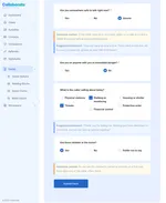 A guided hotline intake in Collaborate with advocate cautions and suggested statements under the questions