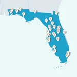 Map of Florida with locations of all the CACs using Collaborate.