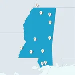 Map of Mississippi with CAC locations.