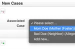 Screenshot of quick add associated cases in Collaborate.