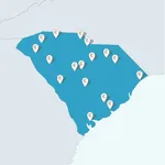 Map of state of South Carolina with several Collaborate markers on it.